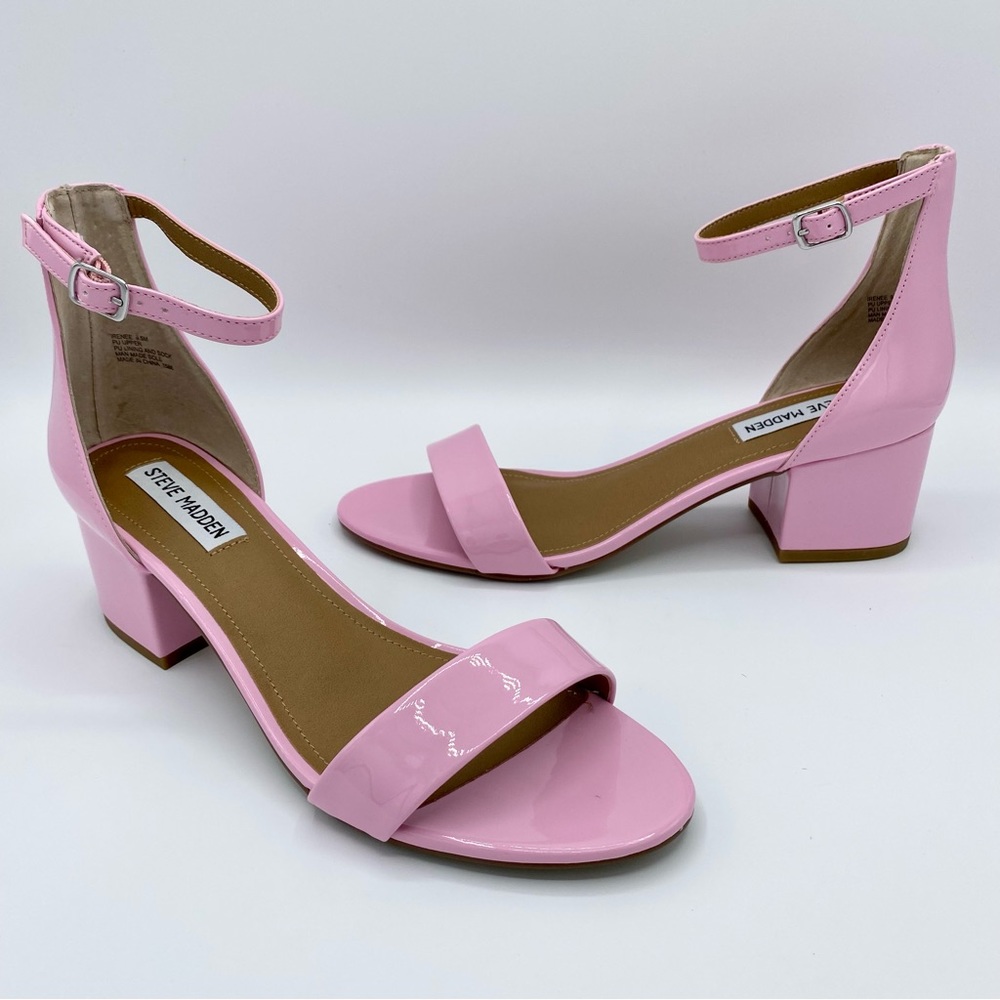 Steve Madden Pink Patent Irenee Ankle Strap Sandal Size 9.5 - Picture 3 of 15